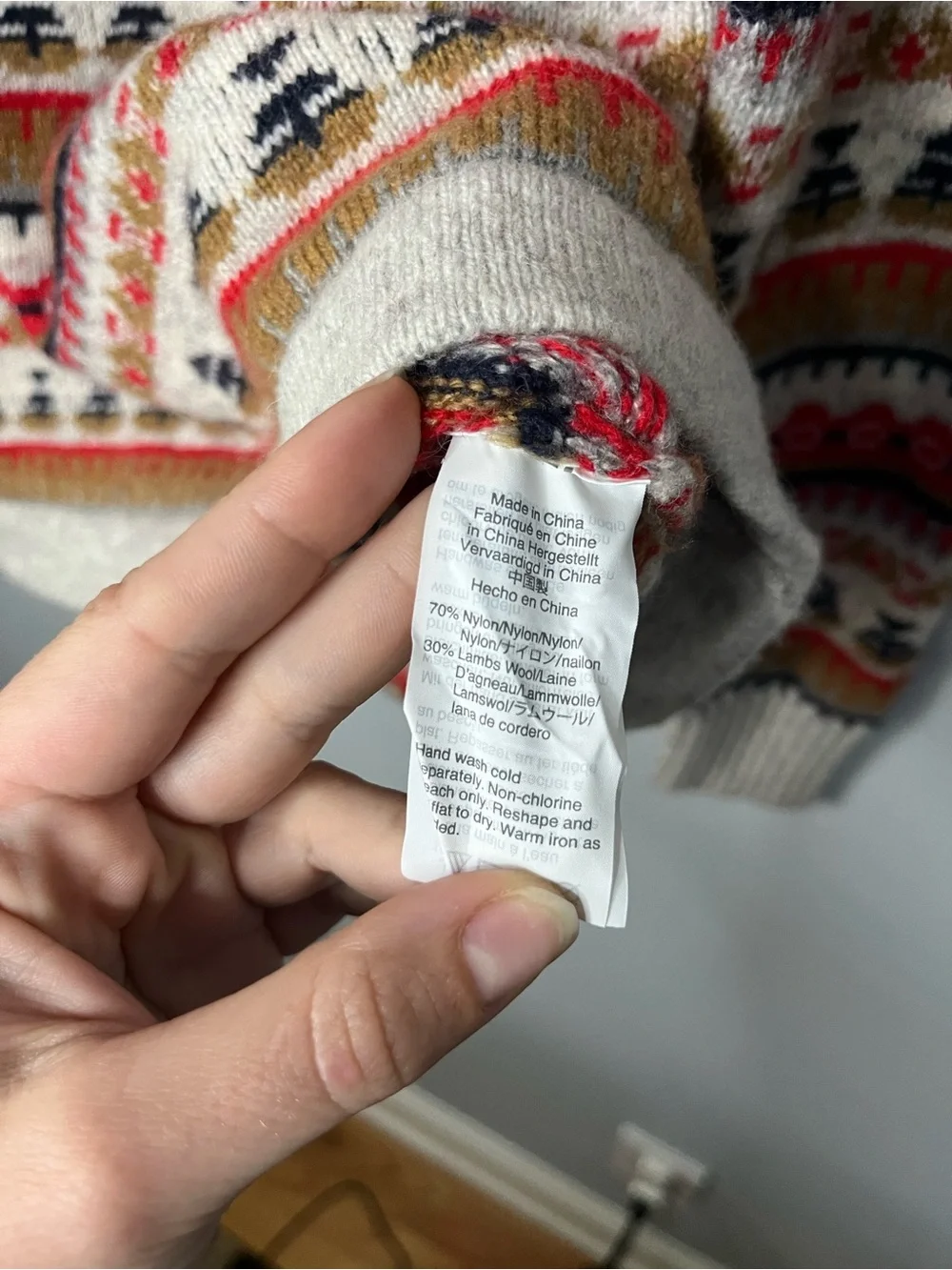 J. Crew Fair Isle Mockneck Lambswool Blend Sweater Size Medium